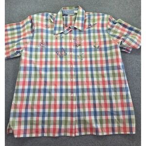 VTG Koret Francisca Embroidered Butterfly Retro Grandmacore Pastel Gingham XL